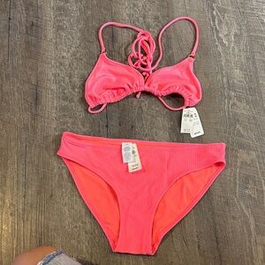 Aerie coral Pink Bikini Set